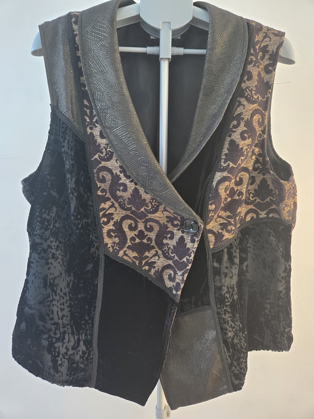Coldwater Creek Black, Brown, Purple Velvet Patchwork Vest